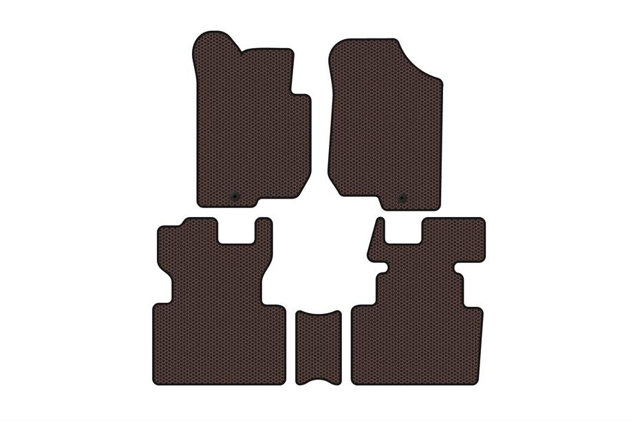 Kia Carens 1999–2012 Rubberen automatten Carsuit (2006-2012, 2 rijen, 7-zits, bruin) Image