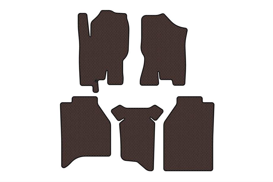 Nissan Navara 2006–2015 Carsuit rubber automatten voor interieur (zonder opbergboxen, bruin) Image