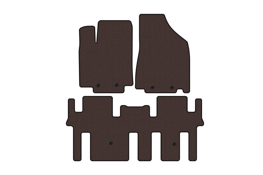 Nissan Pathfinder R52 2012–2021 Carsuit rubber automatten voor het interieur (2 rijen, bruin) Image