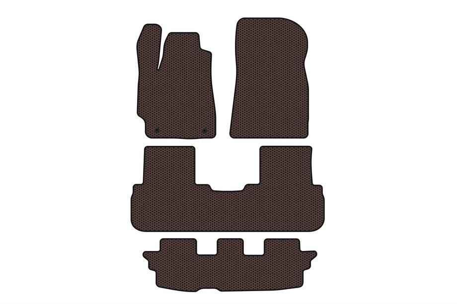 Toyota Highlander 2008–2013 Carsuit rubber automatten voor het interieur (2 rijen, bruin) Foto 1
