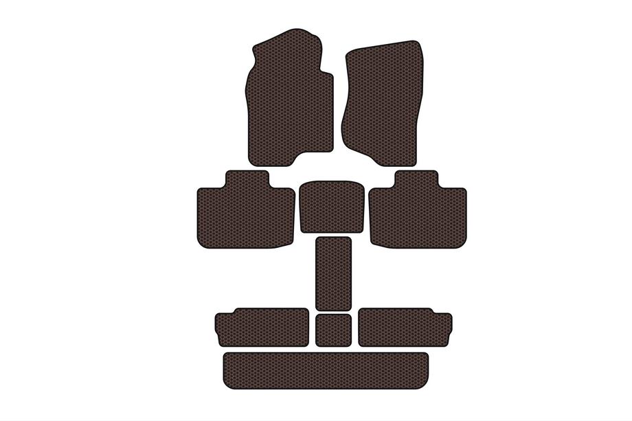 Cadillac Escalade 2007–2014 Carsuit rubberen automatten (3 rijen, bruin) Image