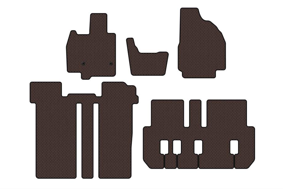Toyota Previa 2006–2019 Rubberen automatten Carsuit (3 rijen, 6-zits, bruin) Foto 1