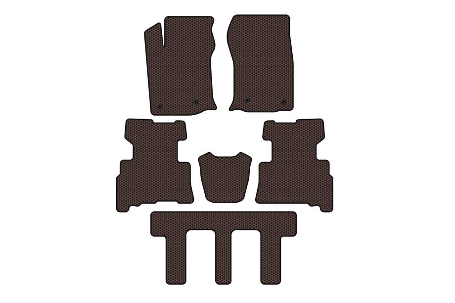 Toyota 4Runner 2009–2024 Rubberen automatten Carsuit (3 rijen, 2014-2024, 7-zits, bruin) Foto 1