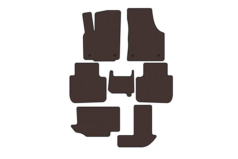 Volkswagen Atlas (Terramont) 2016– Rubberen automatten Carsuit (3 rijen, 7-zits, bruin) Image