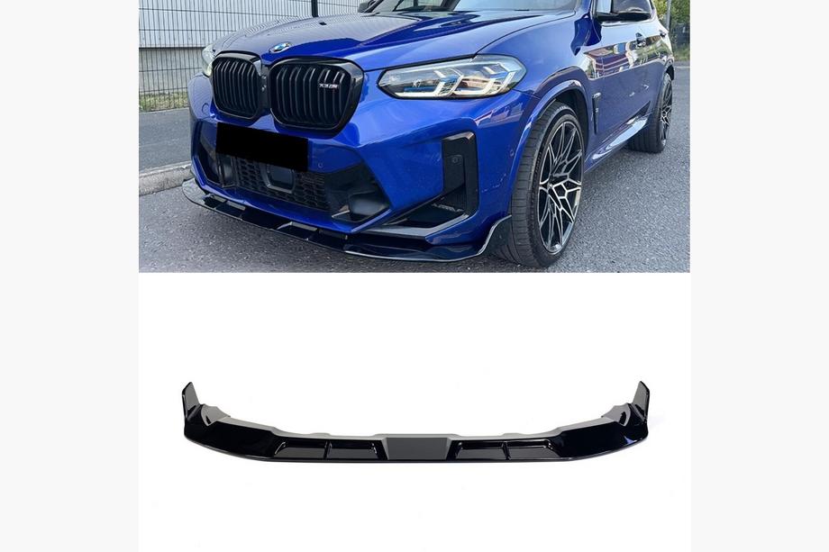 BMW X4 G02 2018– Voorbumper lip spoiler (voor F98 2022-2024, hoogglans zwart) Foto 8