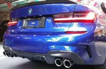 BMW 3 Serie G20/G21 2018– Achterbumper diffuser (voor M-Sport 2018-2022, voor rechthoekige uitlaatsierstukken, ABS) foto 1