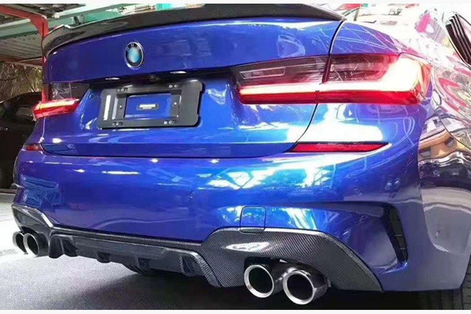 BMW 3 Serie G20/G21 2018– Achterbumper diffuser (voor M-Sport 2018-2022, voor rechthoekige uitlaatsierstukken, ABS) Image