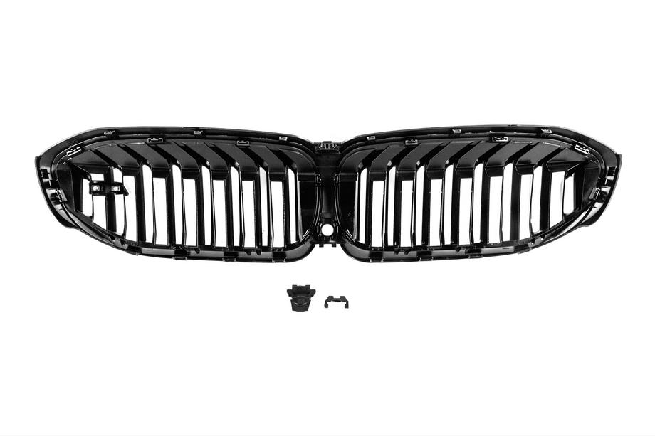 BMW 3 Serie G20/G21 2018– Niergrille M-Look V1 (2018-2022, glanzend zwart) Met camerabevestiging Foto 5