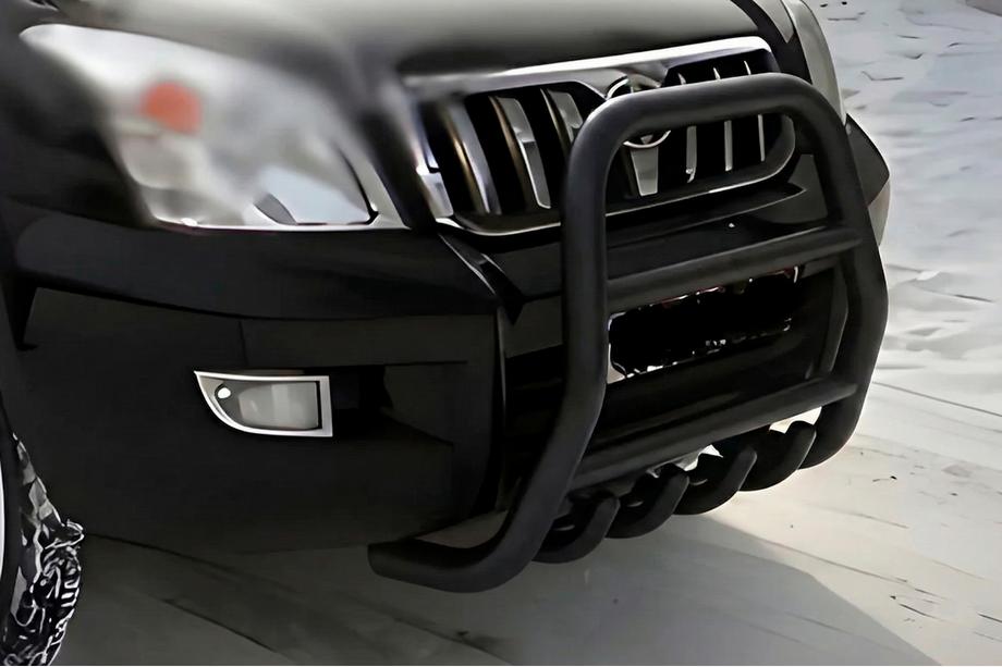 Toyota Land Cruiser Prado 120 2002–2009 Hoge bullbar Black (RVS) Foto 1