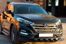 Hyundai Tucson TL 2016–2021 Frontbeschermbeugel Shark Black (RVS) foto 1