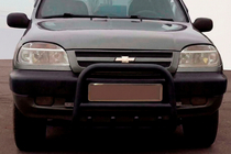 Chevrolet Niva 1998–2020 Bullbar QT006 Black (RVS) foto 1