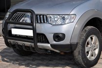 Mitsubishi Pajero Sport 2008–2015 Bullbar voorzijde QT007 Black (RVS) foto 1