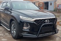 Hyundai Santa Fe 4 2018–2023 Bullbar met "snor" WT006 Black (RVS) foto 3