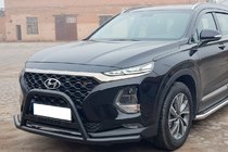 Hyundai Santa Fe 4 2018–2023 Bullbar met "snor" WT006 Black (RVS) foto 1