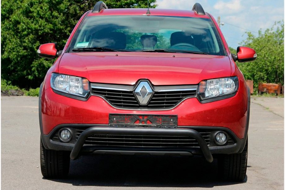 Renault Sandero 2013–2022 Voorbullbar WT007 Black (RVS) Image