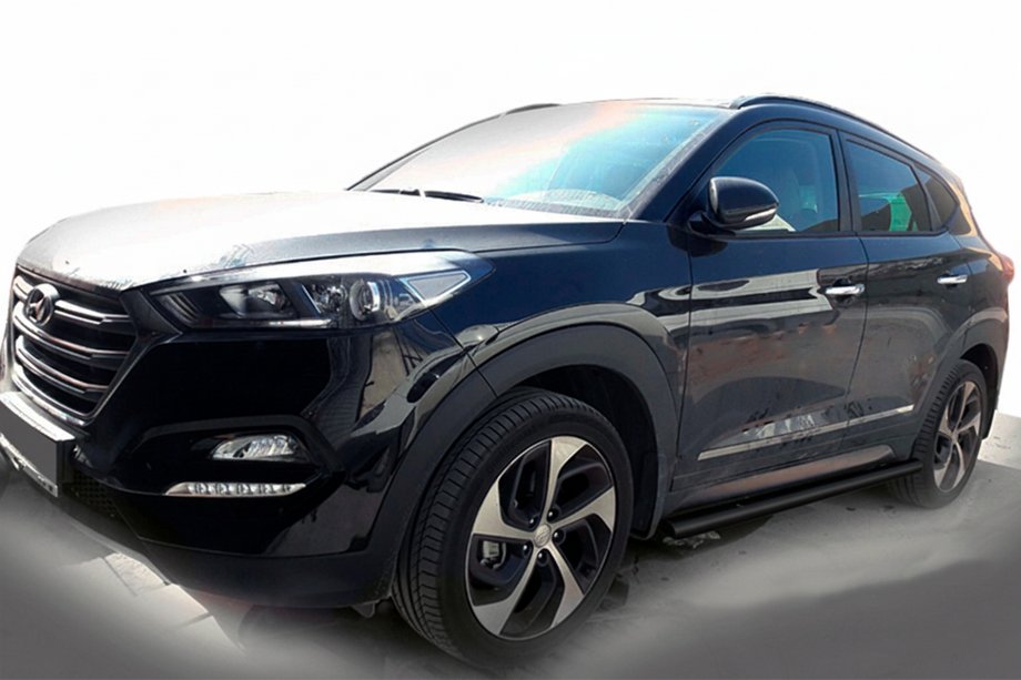 Hyundai Tucson TL 2016–2021 Sidebars Black (2 st., RVS) Foto 2