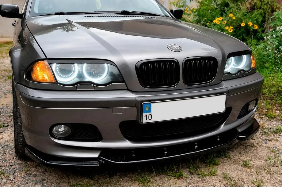BMW 3 Serie E46 1998–2006 DPT V-2 voorbumper lip spoiler (voor M-Sport 2003-2006, hoogglans zwart) Image