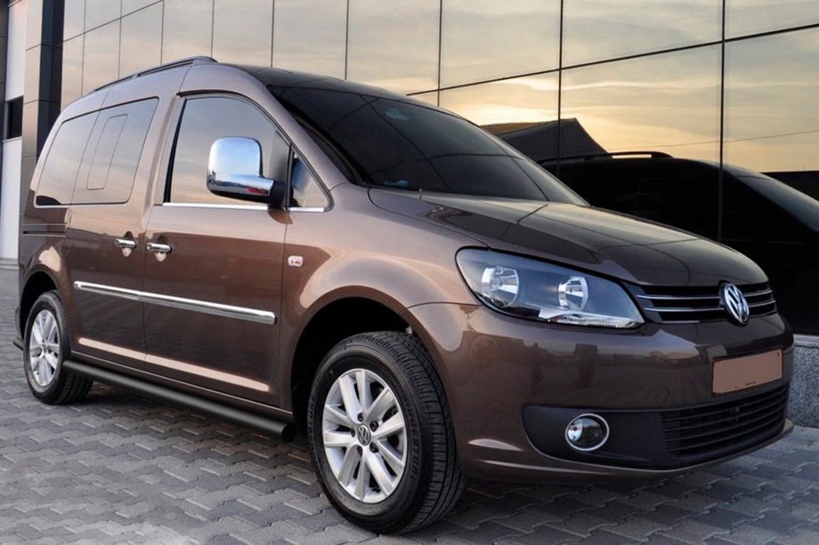 Volkswagen Caddy 2010–2015 Sidebars BB001 Black (2 stuks, RVS) Ø60, Maxi wielbasis Image