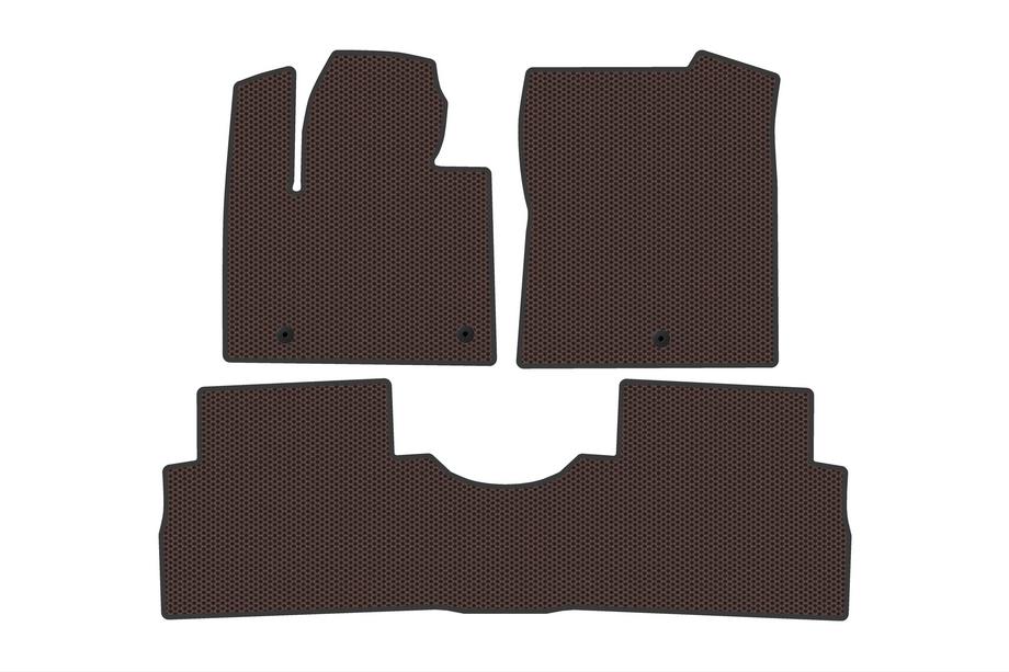 Hyundai Santa Fe 4 2018–2023 Rubberen automatten Carsuit (2 rijen, bruin) Foto 1