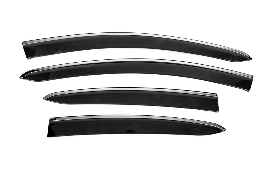 Fiat Linea 2006–2018 Raamdeflectoren met chromen sierlijst (4 stuks, Sunplex Chrome) Image