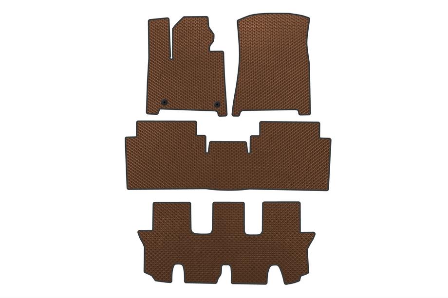 Hyundai Santa Fe 5 2023– EVA automatten voor interieur (3 rijen, bruin) Image