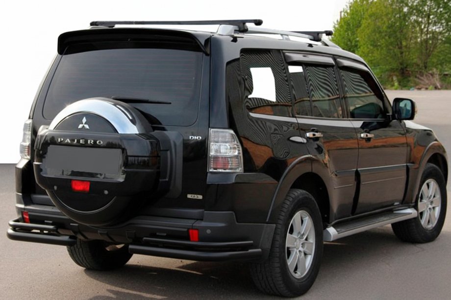 Mitsubishi Pajero Wagon IV 2006–2021 AK003 achter rollbar dubbel zwart (RVS) Image