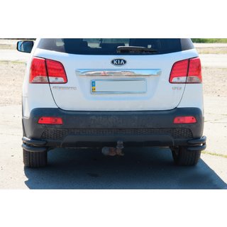 Achterste dubbele hoekbeugels AK003-подвійний Black (RVS) Kia Sorento II XM 2009–2014 foto 2