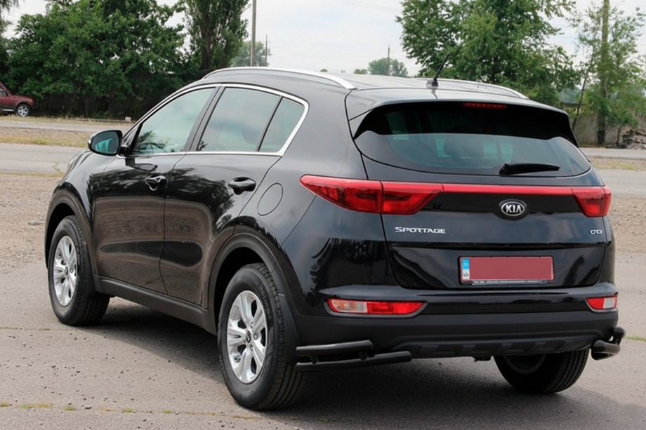 Kia Sportage 2015–2021 Dubbele achterhoekbescherming AK003-подвійний Black (RVS) Foto 3