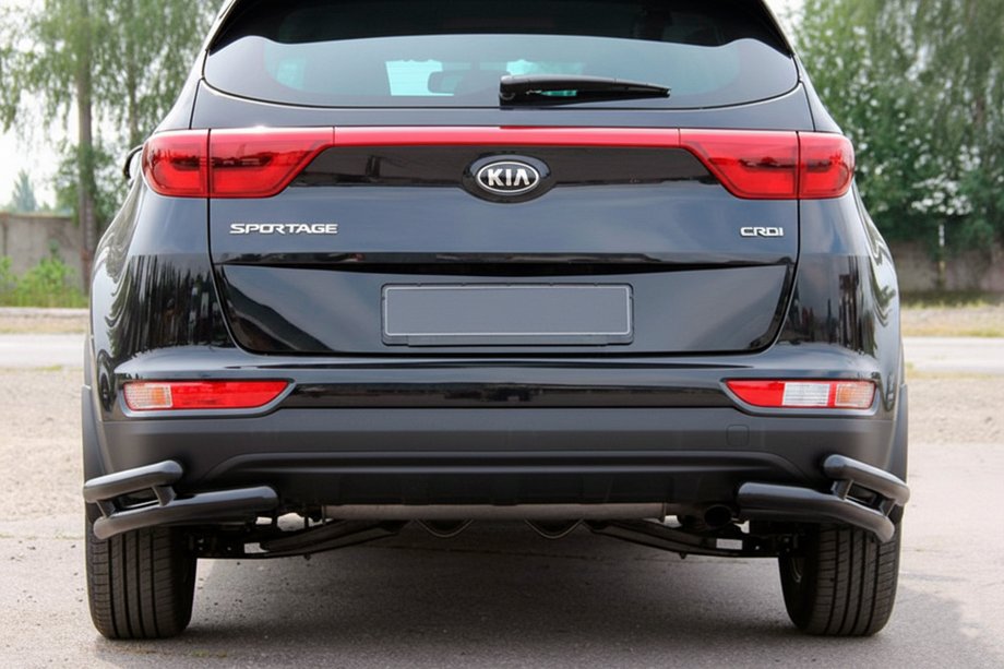 Kia Sportage 2015–2021 Dubbele achterhoekbescherming AK003-подвійний Black (RVS) Foto 2