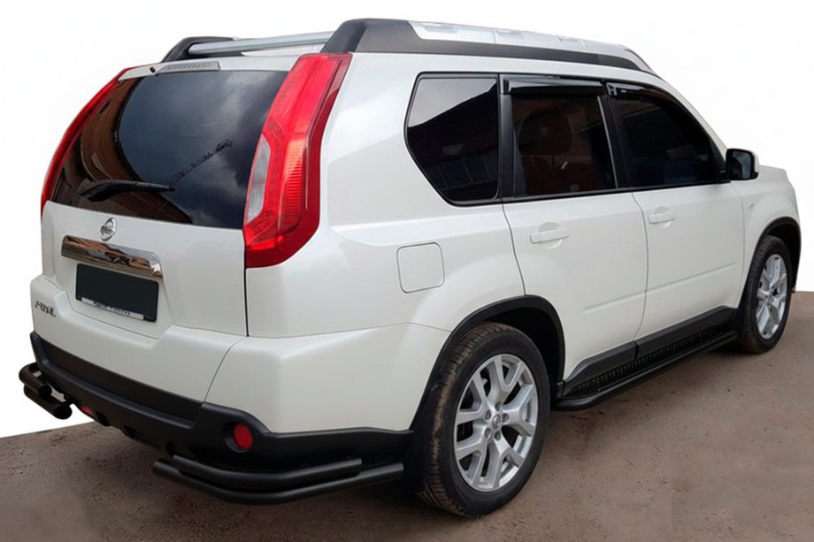 Nissan X-trail T31 2007–2014 Achterhoekbeugels AK003-Double Black (2 stuks, RVS) Foto 1