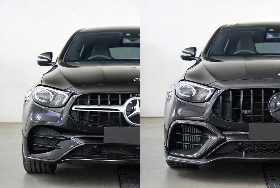 Voor en na het vervangen van de bumper op Mercedes E-Class W214 — Brabus-stijl