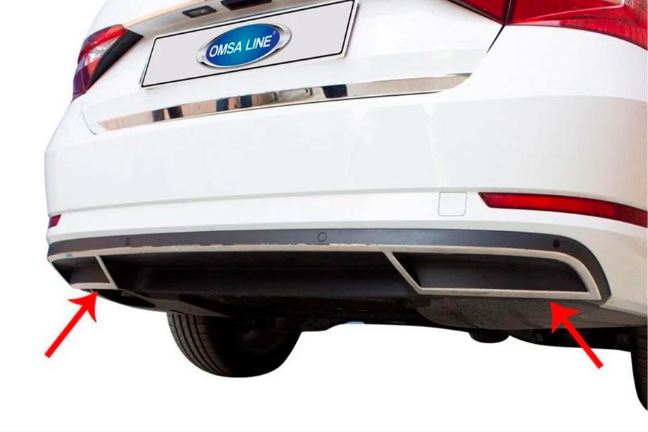 Skoda Superb 2015–2024 OmsaLine RVS bumperhoekbeschermers achterbumper (2 stuks) Image