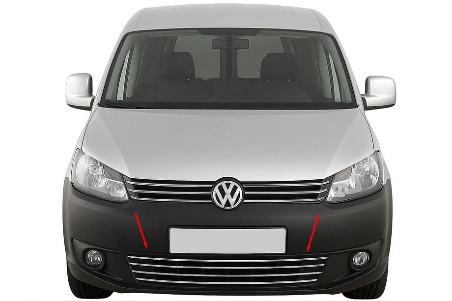 Volkswagen Caddy 2010–2015 Eendelige bumpergrille (RVS) Image