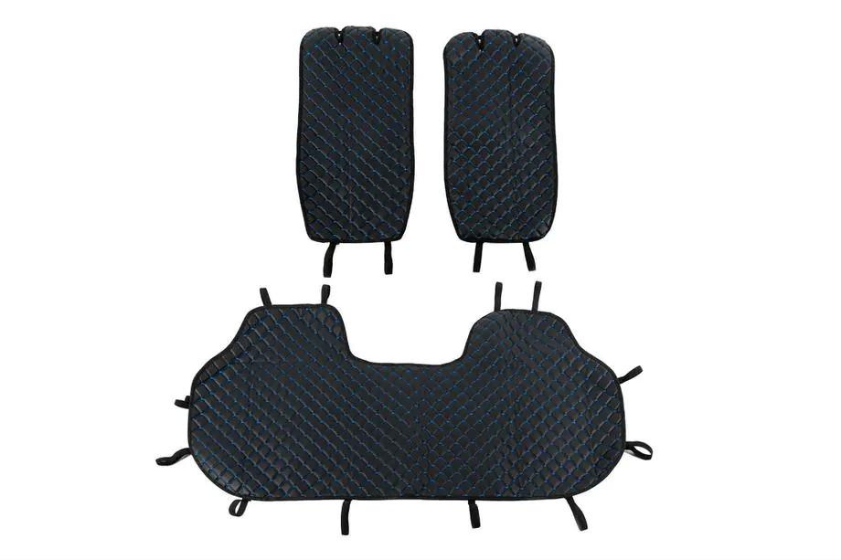 Velours achterbankhoes (set, zwart met blauw stiksel) Image