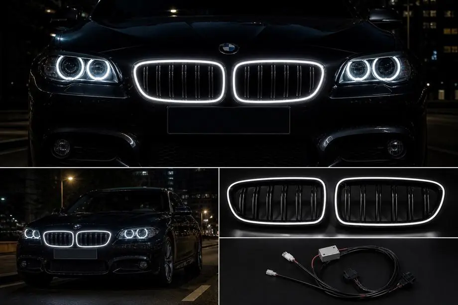 BMW 5 Serie F10/F11 2010–2016 BMW niergrilles M-look LED (glanzend zwart) Foto 6