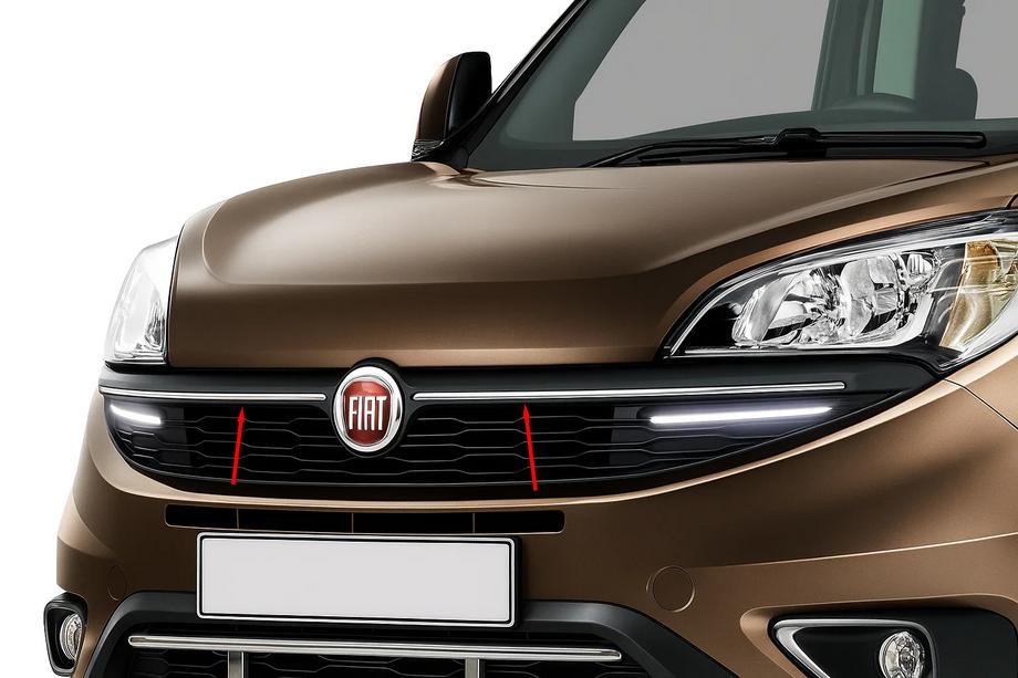 Fiat Doblo II 2010–2022 Grillelijsten voor radiatorrooster (2015↗, 2 stuks, RVS) Image