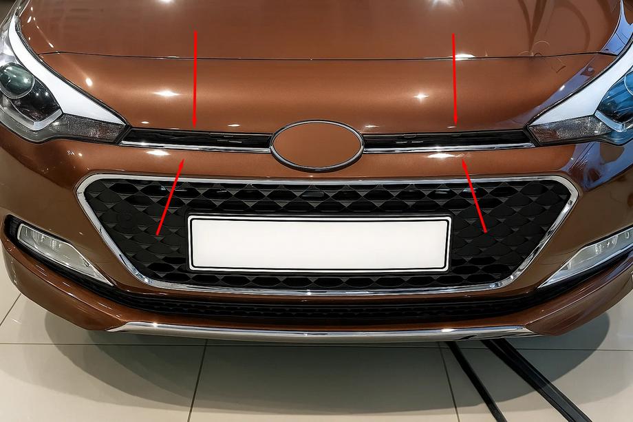 Hyundai I-20 2014–2020 RVS grille sierlijsten 2014-2018 (2 stuks) Image