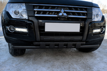 Mitsubishi Pajero Wagon IV 2006–2021 Voorbumperbeschermer ST015 Black (RVS) foto 1