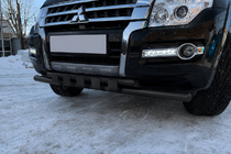 Mitsubishi Pajero Wagon IV 2006–2021 Voorbumperbeschermer ST015 Black (RVS) foto 2