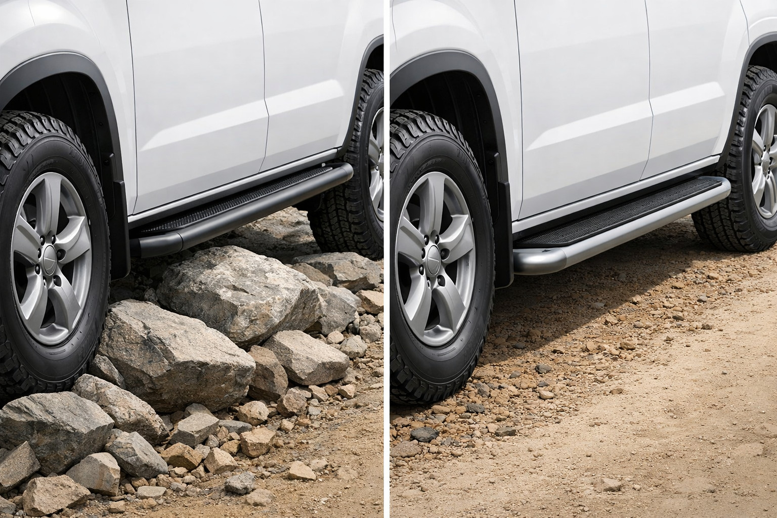 Rock sliders of gewone treeplanken: wat is beter voor slechte wegen