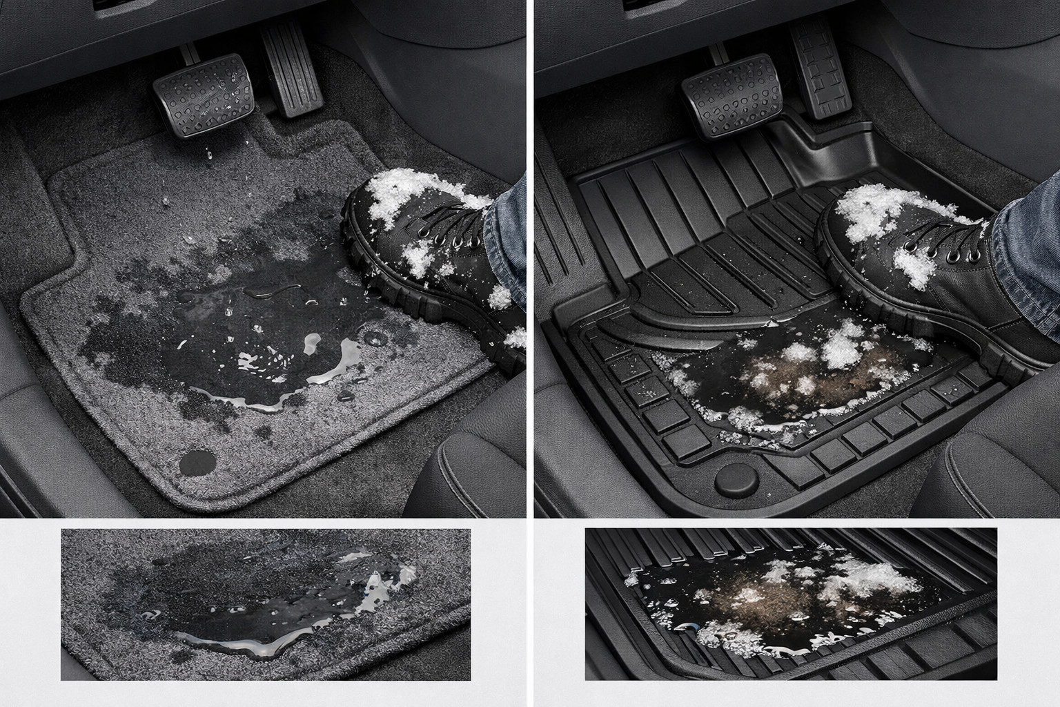 In de auto is het ’s winters steeds nat: welke matten zijn handiger