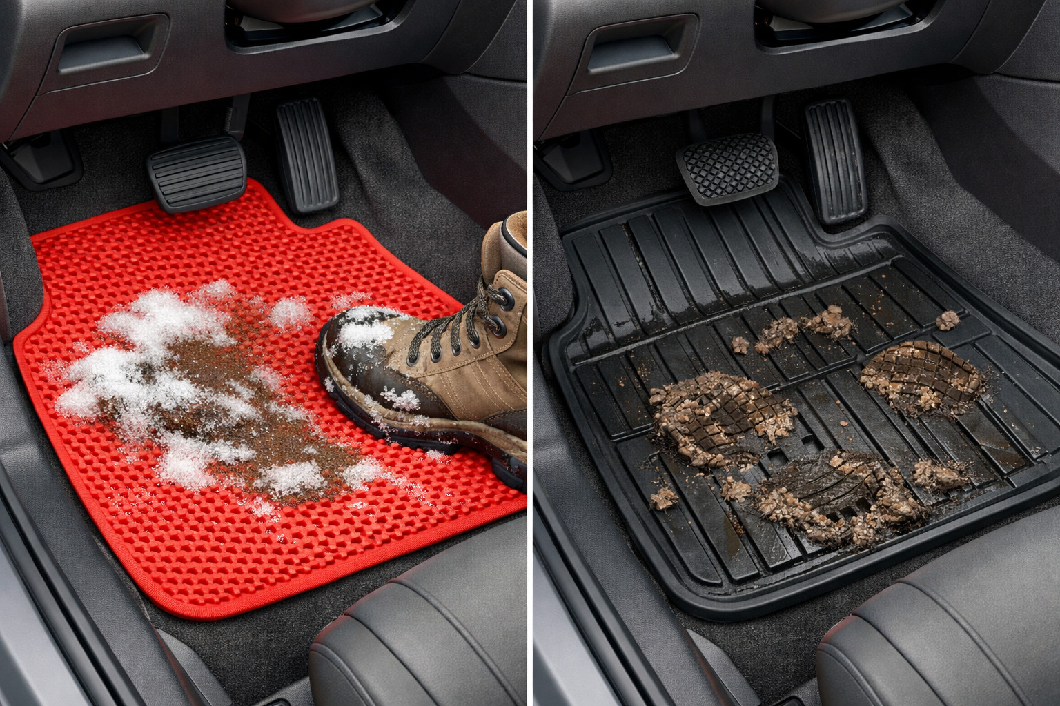 EVA- of rubbermatten: wat is beter voor winter, vuil en dagelijks rijden?
