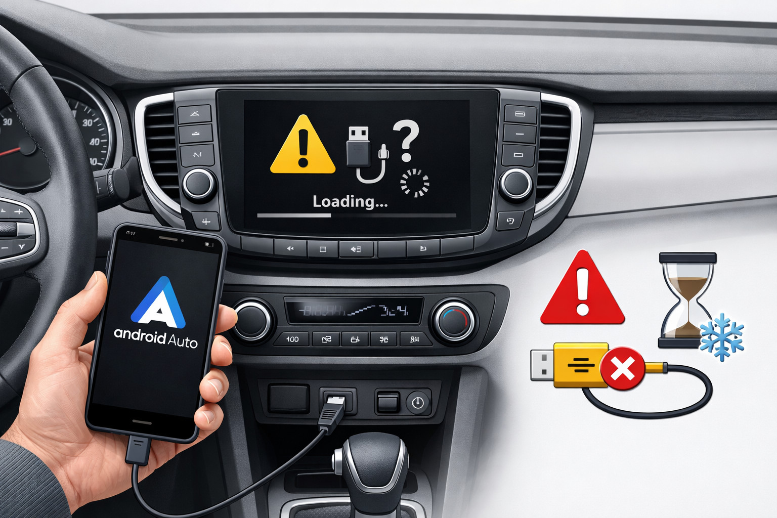 Waarom werkt Android Auto niet of loopt het vast?