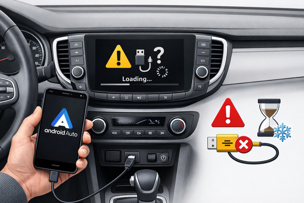 Waarom werkt Android Auto niet of loopt het vast?