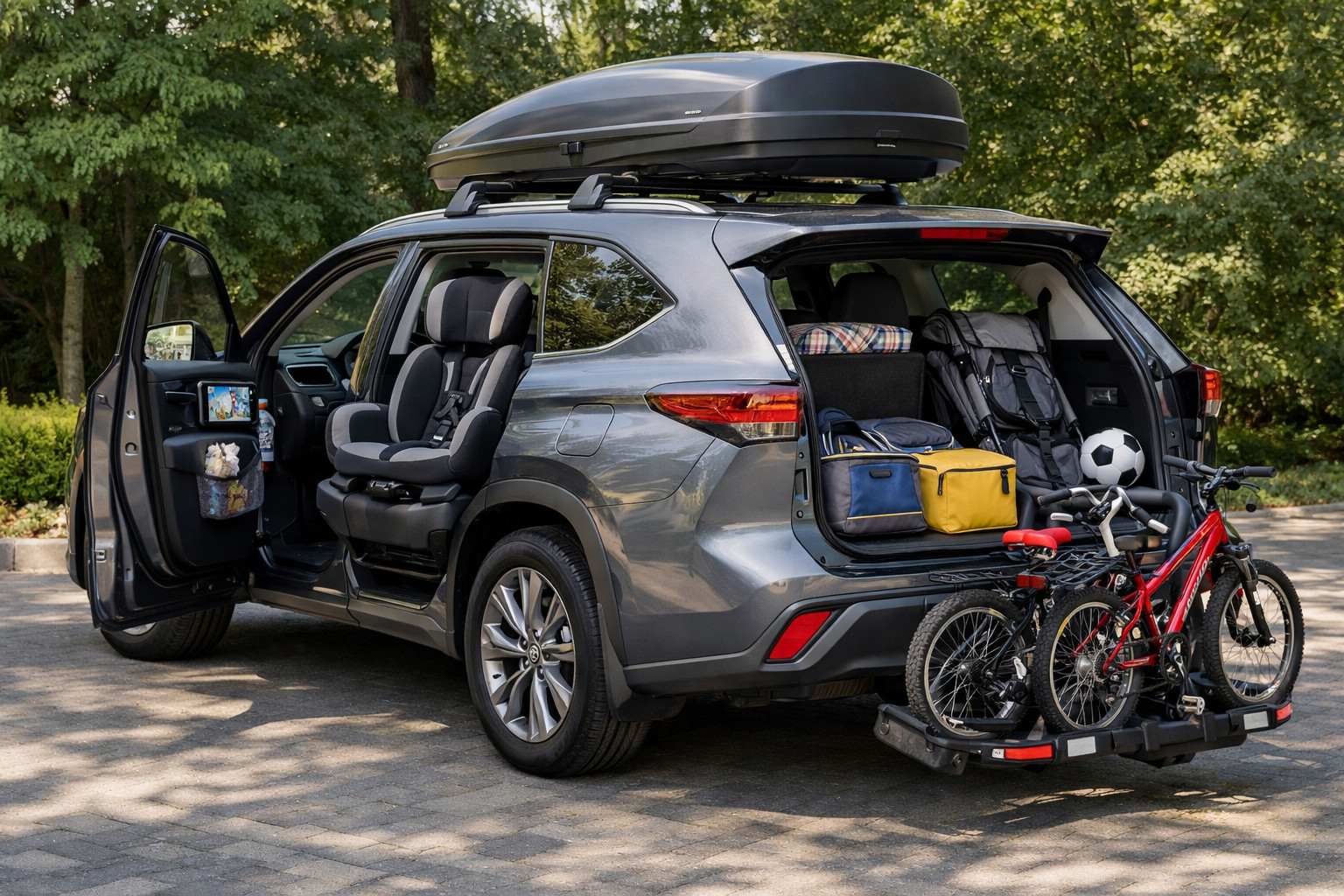 Upgradepakket voor Toyota Highlander voor kinderen, bagage en dagelijks comfort