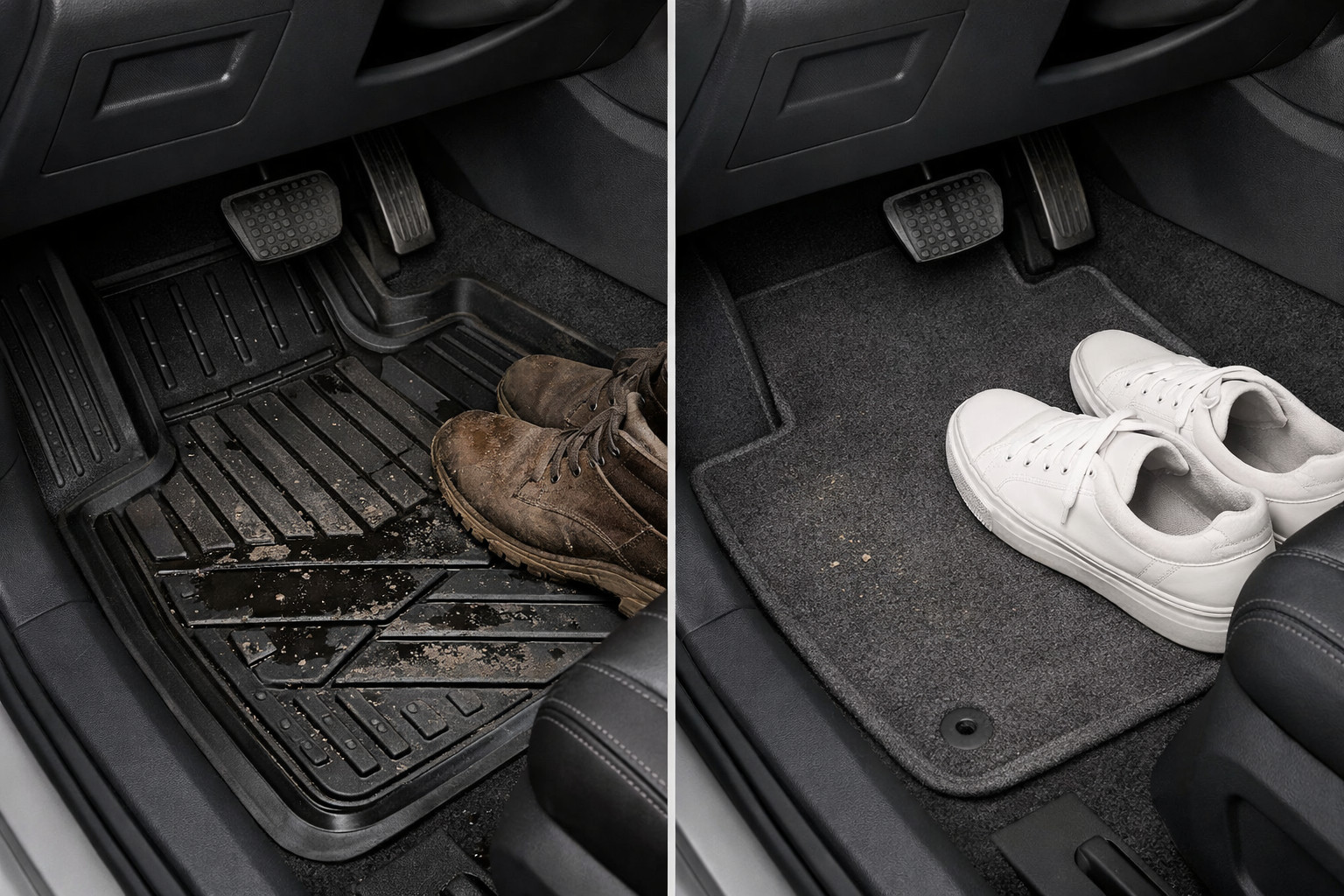 Wat is praktischer in het interieur: rubber- of textielmatten?