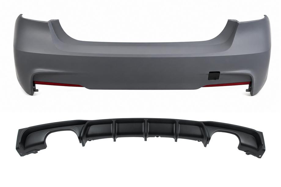 BMW 3 Serie F30/F31 2012–2019 Achterbumper met diffuser voor dubbelzijdige dubbele uitlaat M-Sport (voor F30) Image