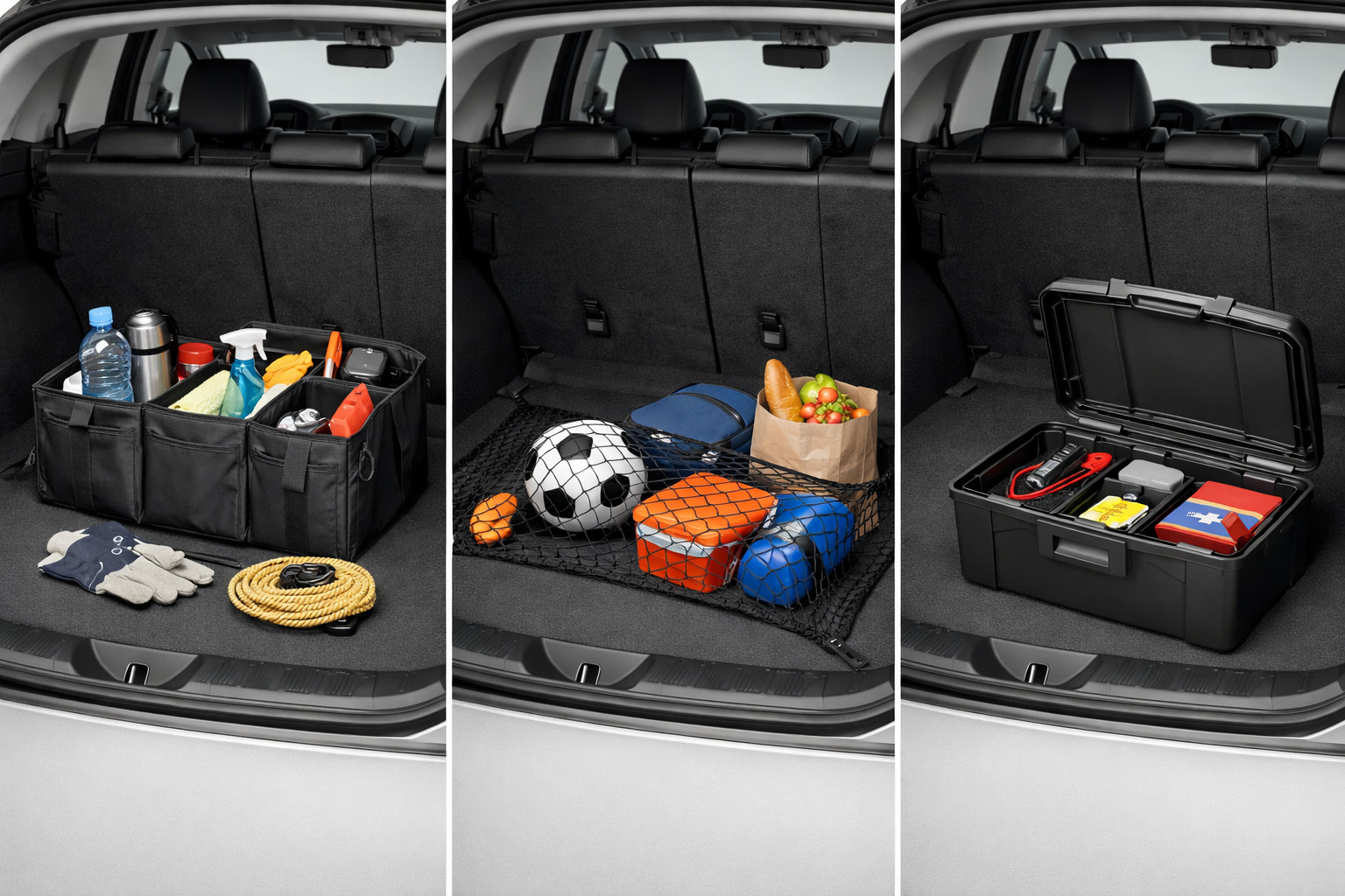 Wat is het beste voor de kofferbak: organizer, net of box