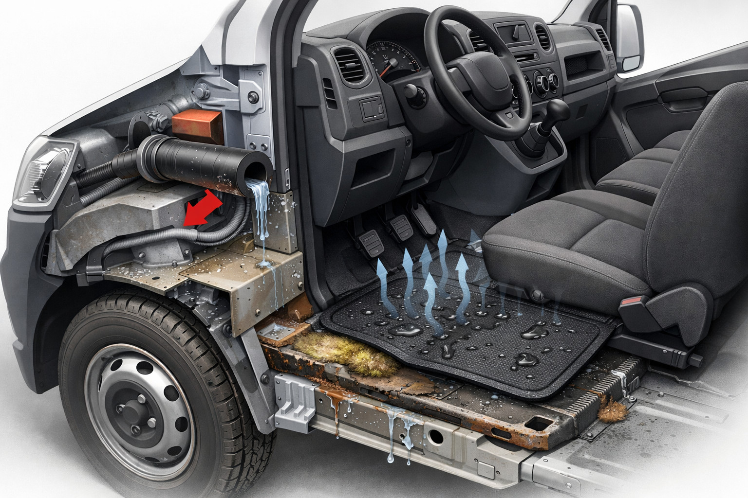 Waarom matten in Renault Master na elke rit niet droog worden