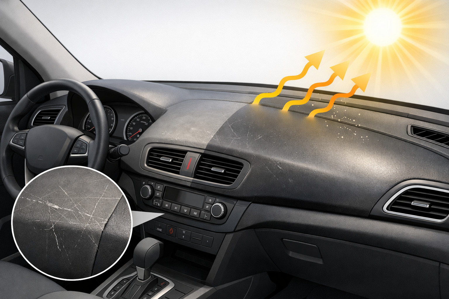 Waarom het dashboard snel dof wordt en krast in de zon